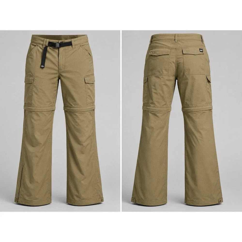 The North Face Convertible Hiking Pants Mens 40 Tan Khaki Zip Off Cargo Belted